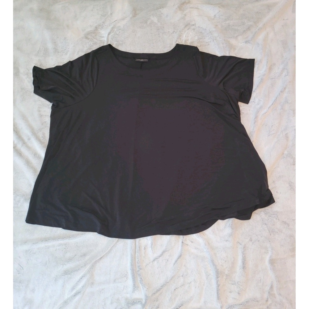 Lane Bryant Plus Size 5X (38/40) Black Short Sleeve Top Stretch Liquid  Knit